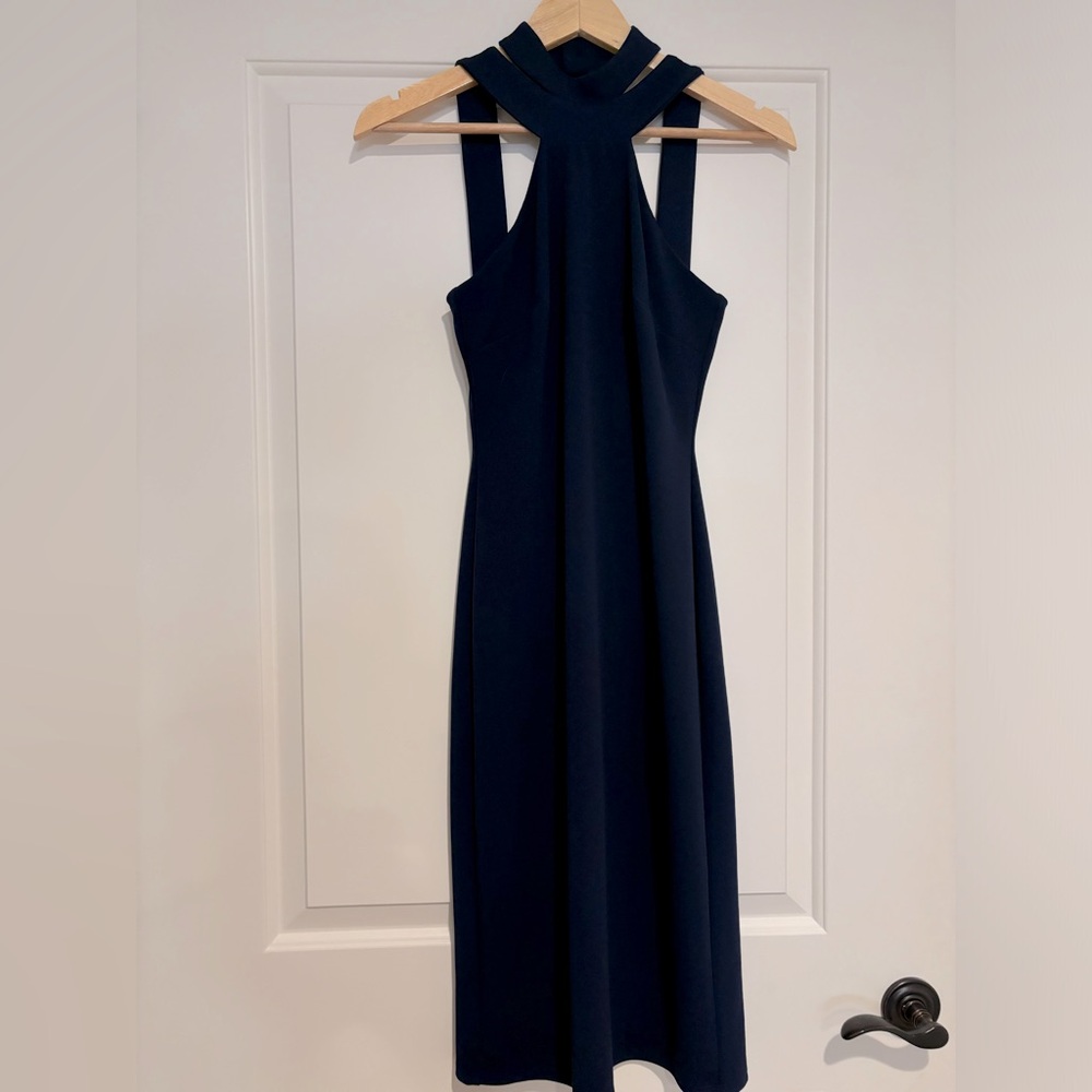 Bebe, size 2, worn once, cocktail dress.  Bodycon. Like-new condition! Navy blue